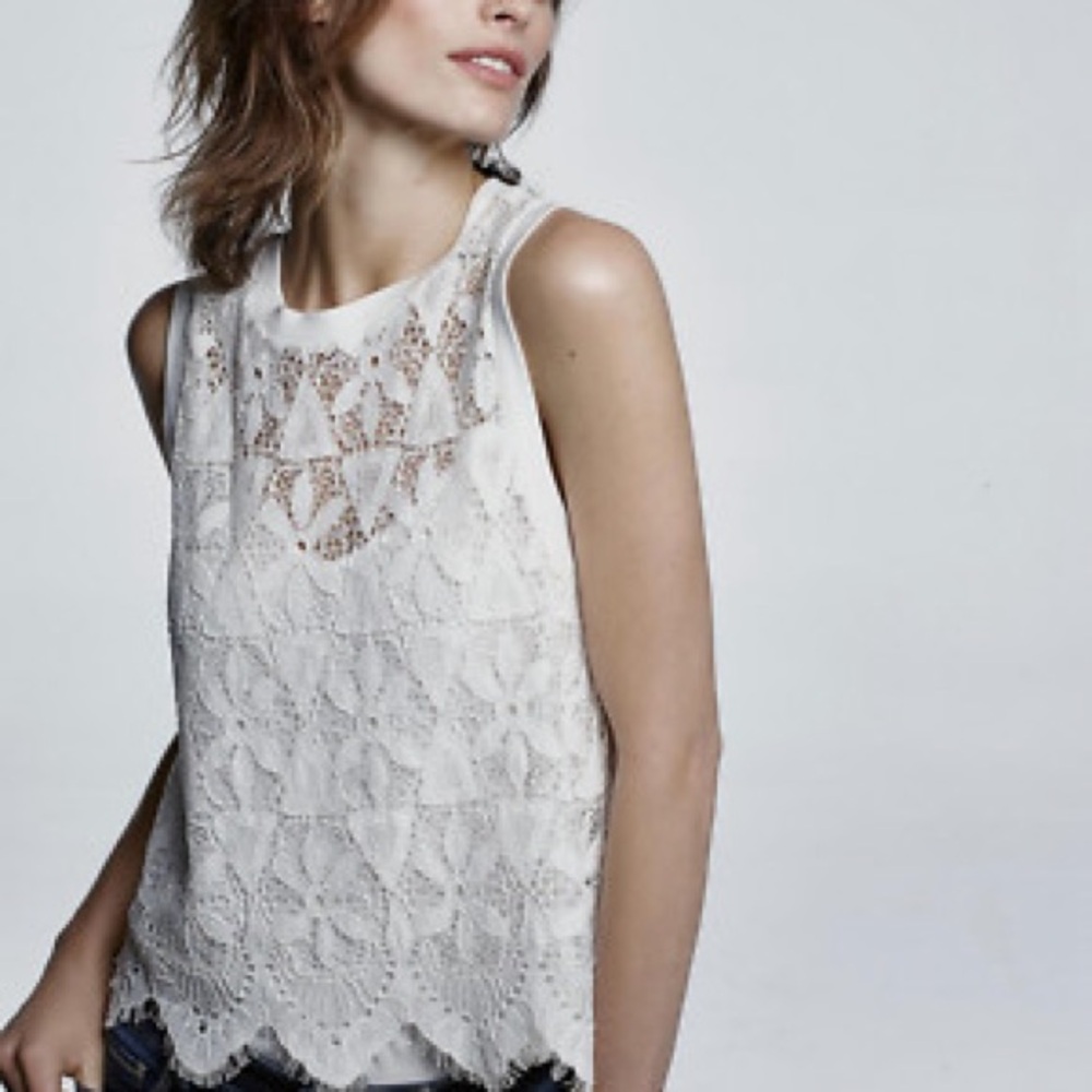 Deletta White Lace Sleeveless Blouse